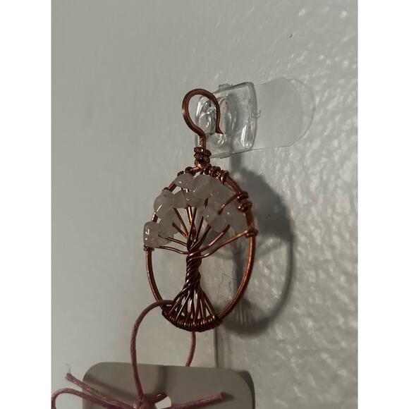 Handmade Copper and Serpentine Crystal Tree of life 3.5x2” Wall Decor - Picture 2 of 5